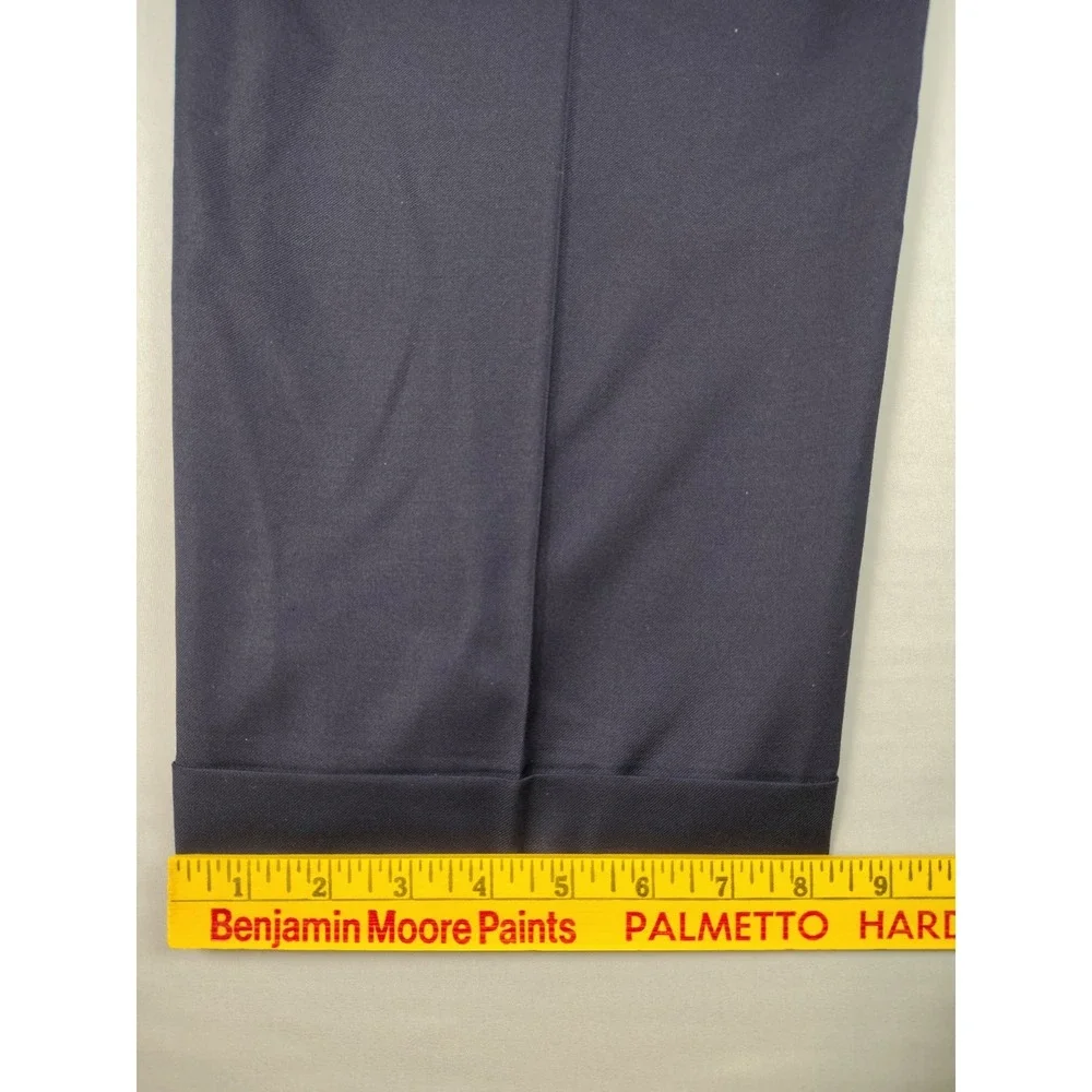 Zanella Devan 100% Wool Dress Pants Mens 46x28.5 Navy Made Italy Cuffed Office
